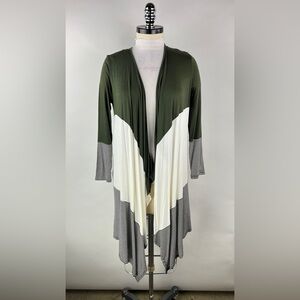 💚 3461. Light Weight ColorBlock Striped Open Front Cardigan